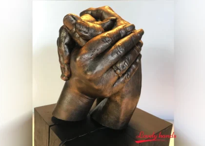 Lovely Hands Handbeeld drie personen op eikenhout